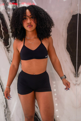 Summer Bloom Sports Bra - Black